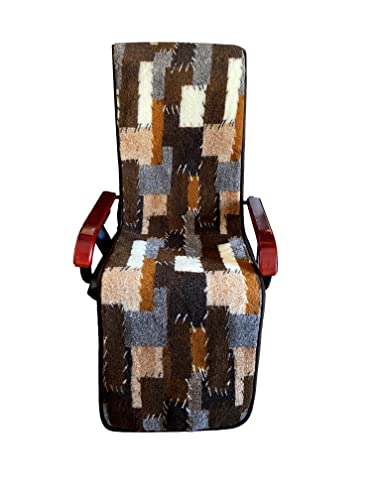 Alpenwolle Sesselschoner Anti-Rutsch 100% Wolle, 50 x 200 cm - Braun Muster(Patchworkoptik) von Alpenwolle
