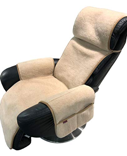 Sesselschoner für Relaxsessel EXTRABREIT, 100% Wolle, breite 60cm (Naturbraun (Alpaca)) von Alpenwolle