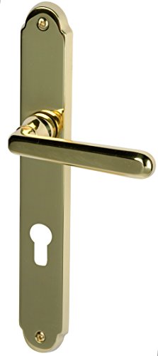 Alpertec 32332223 Wien-LS Messing poliert PZ Drückergarnitur Türdrücker Türbeschläge Neu, für Wohnungseingangstüren beidseitig Drücker von Alpertec