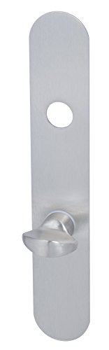 Alpertec 32458025K1 Flaches Langschildpaar Edelstahlfarbig für Badtüren WC Abstand:78 mm mit Sperrriegel für Drückergarnitur Türdrücker Türbeschläge Neu von Alpertec