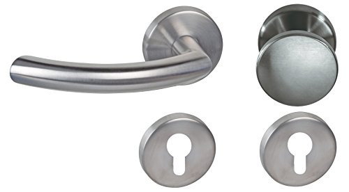 Alpertec 32851663 Edelstahl Jillian-R PZ Drückergarnitur Türdrücker Türbeschläge Neu, eloxiert, für Wohnungseingangstüren DIN Links von Alpertec