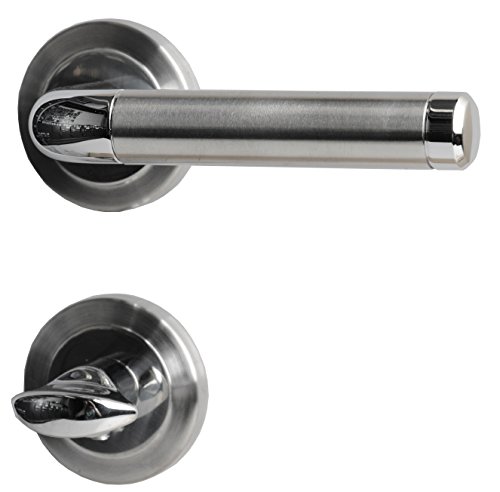 Alpertec 32888743 Ron-R Messing Chrom/Edelstahlfarbig für Badtüren WC Drückergarnitur Türdrücker Türbeschläge Neu von Alpertec