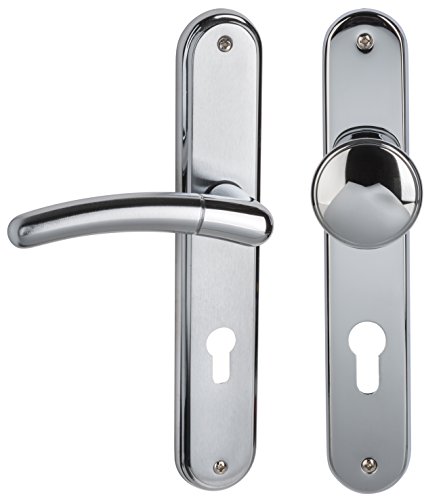 Alpertec 32961083 Betty-LS Messing Chrom satiniert PZ Drückergarnitur Türdrücker Türbeschläge Neu, Wohnungseingangstüren DIN Links von Alpertec