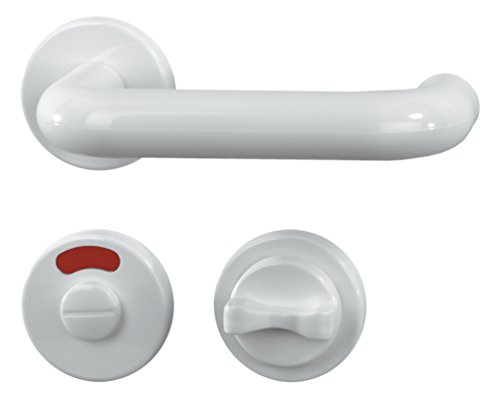 Alpertec 40130220 Türbeschlag weiss Kunststoff - R für Badtüren mit Sperrriegel inkl. Befestigungsmaterial von Alpertec