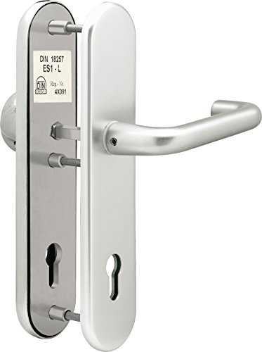 Alpertec 40181220 Haustürbeschlag Agnes-LS KT Schutzbeschlag für Hausstüren Griffplatte/Drücker Alu Silber eloxiert Vierkant 10 mm Abstand: 92 mm NEU von Alpertec