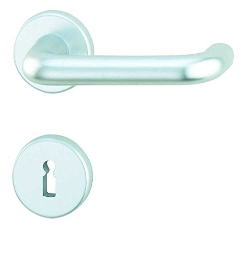 Alpertec 40400080PO Aluminium Claudia-R Rosettengarnitur für Zimmertüren in Silber eloxiert BB Drückergarnitur Türdrücker Türbeschläge Neu von Alpertec
