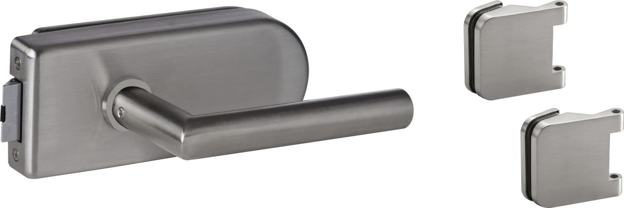 Alpertec Beschlag-Set für Glastür Valencia Drücker/Drücker Edelstahl satiniert von Alpertec