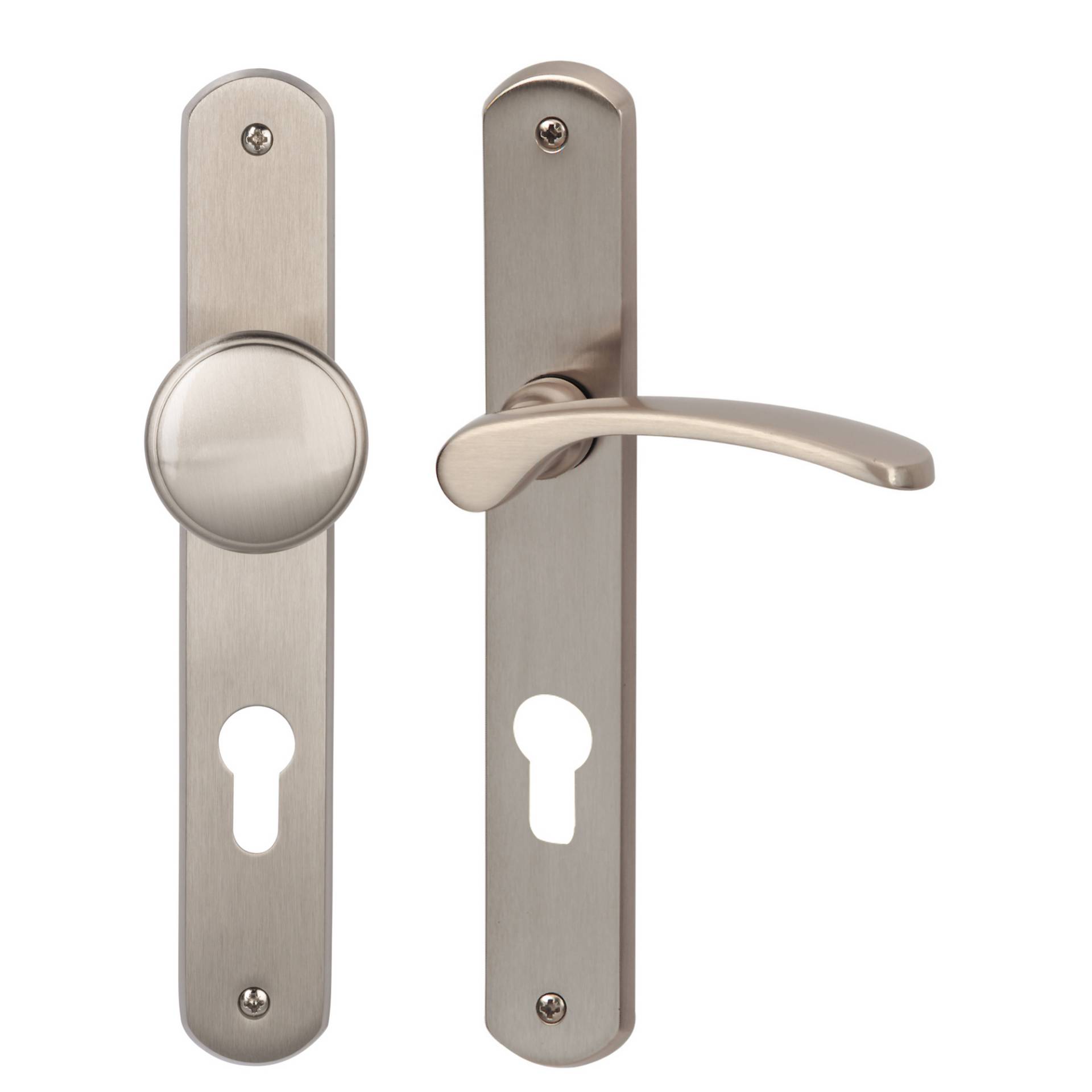 Alpertec Langschildgarnitur 'Amos' PZ Messing edelstahlfarben satiniert rechts von Alpertec