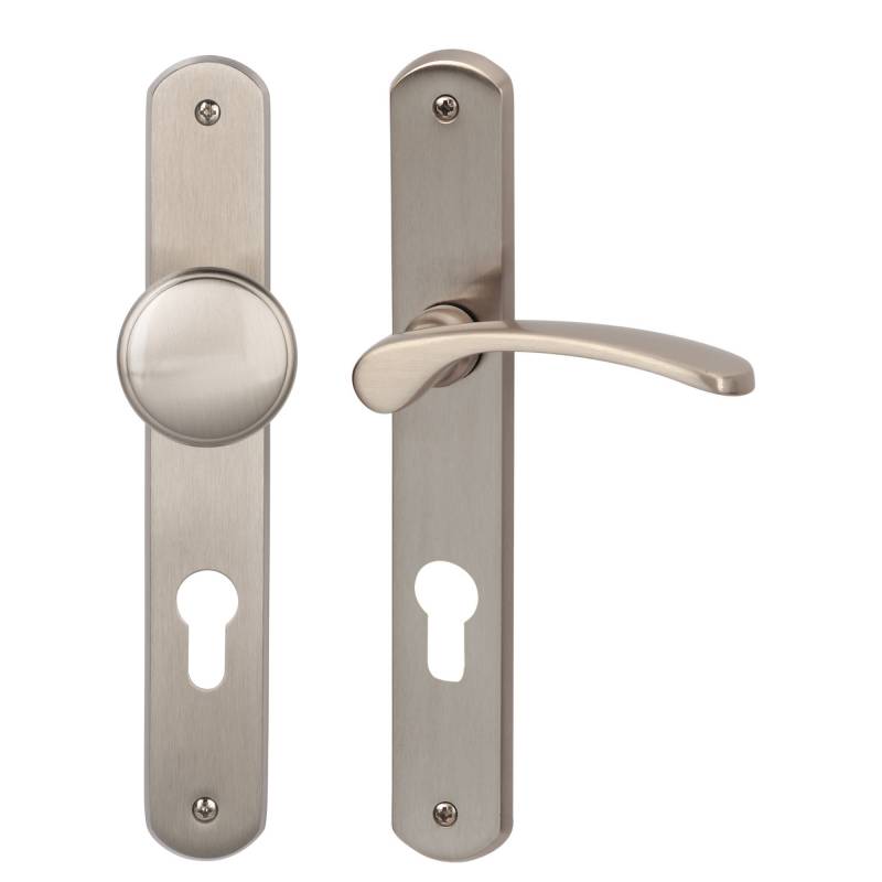 Alpertec Langschildgarnitur 'Amos' PZ Messing edelstahlfarben satiniert rechts von Alpertec