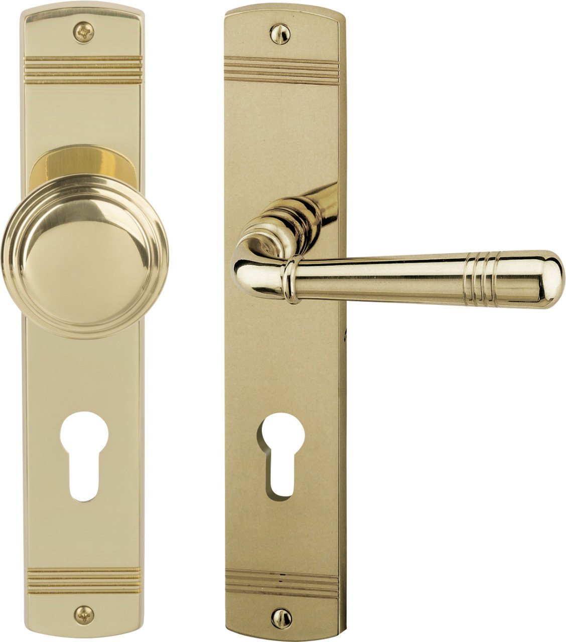 Alpertec PZ-Langschildgarnitur Sale rechts Messing gold abgerundet Alpertec PZ-Langschildgarnitur Sale rechts Messing gold abgerundet von Alpertec