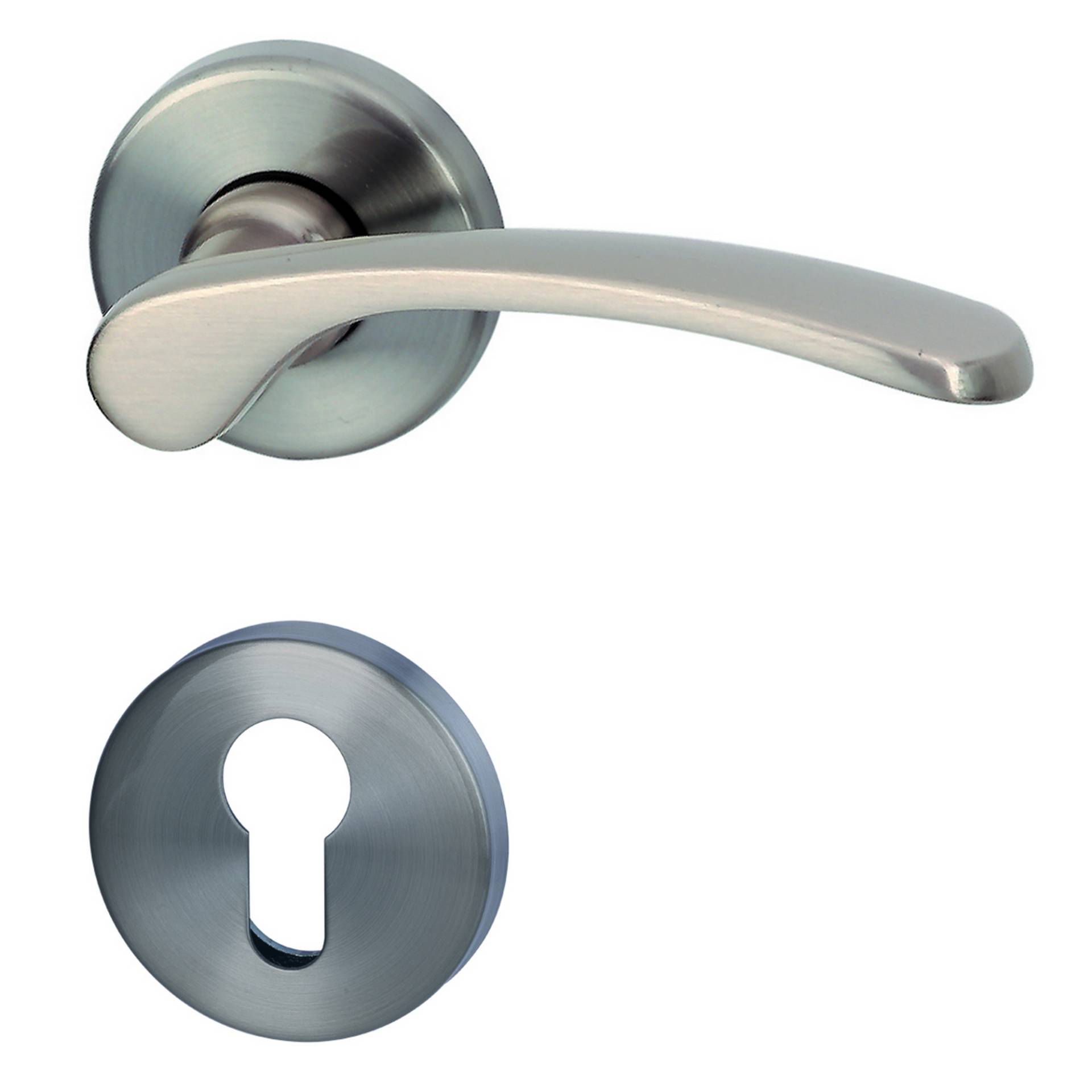 Alpertec Rosettengarnitur 'Amos' PZ, Messing edelstahlfarben satiniert von Alpertec