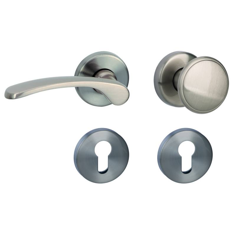 Alpertec Rosettengarnitur 'Amos' PZ Messing edelstahlfarben satiniert links von Alpertec