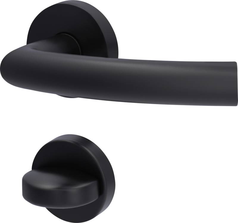 Alpertec Rosettengarnitur Fair II Edelstahl schwarz Ø 5,2 cm mit Sperrriegel von Alpertec