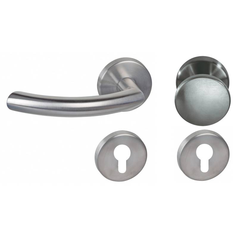 Alpertec Rosettengarnitur 'Jillian' PZ, Edelstahl satiniert, links Alpertec Rosettengarnitur 'Jillian' PZ, Edelstahl satiniert, links von Alpertec