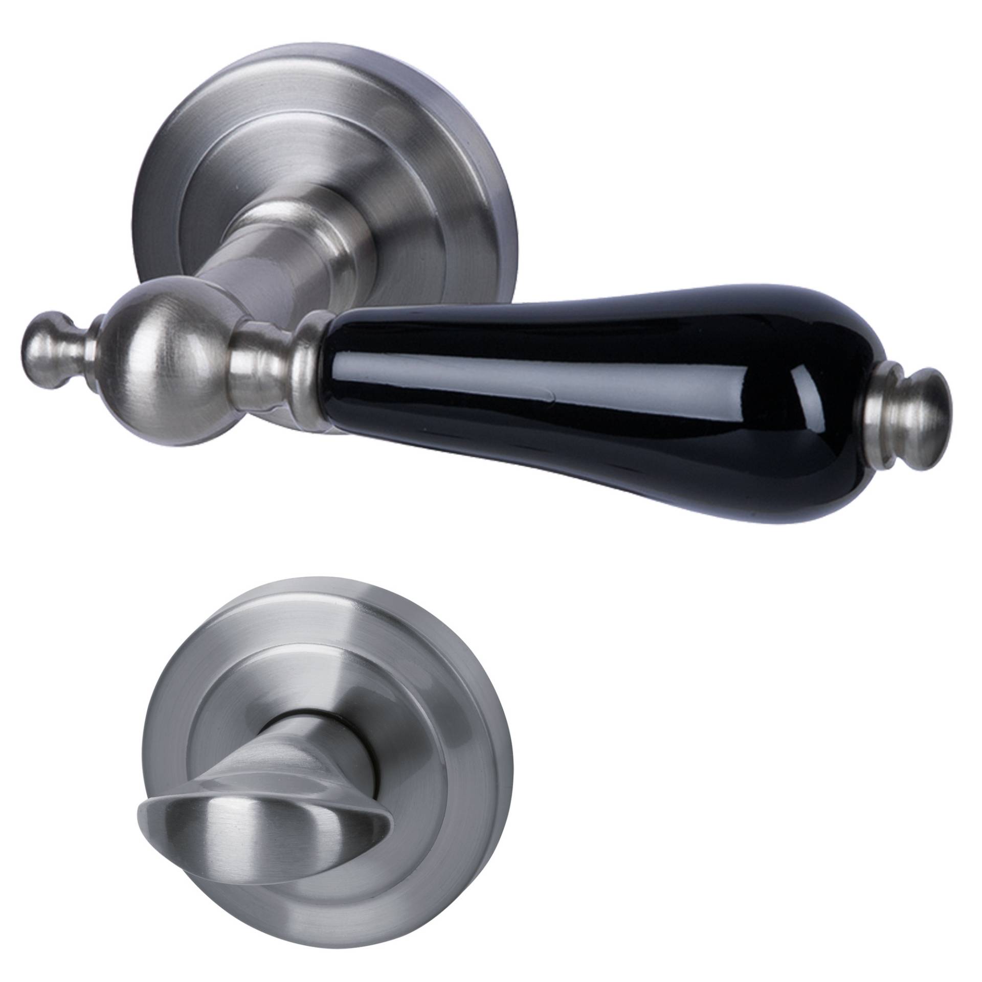 Alpertec Rosettengarnitur 'Neptun' für Bad/WC satiniert Keramik schwarz von Alpertec