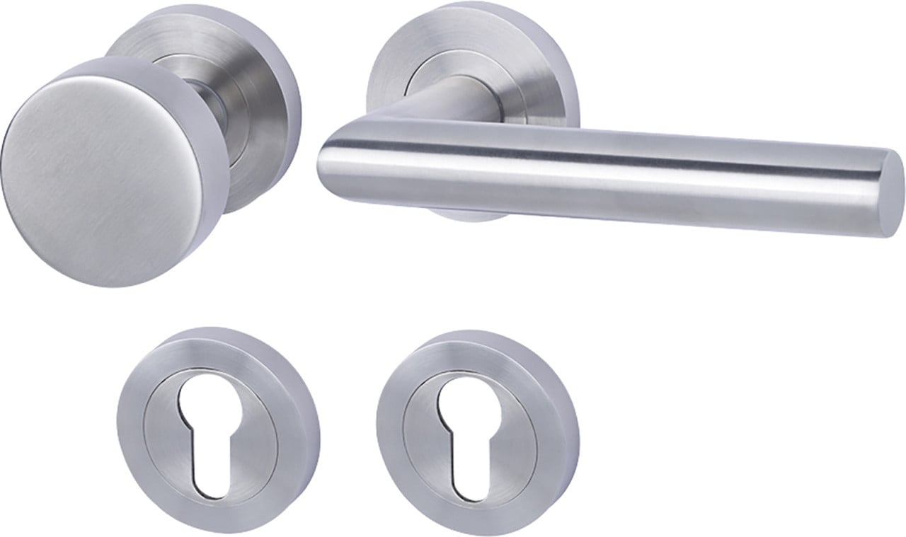 Alpertec Rosettengarnitur-Set Solid 9 PZ Edelstahl satiniert Ø 5,2 cm von Alpertec