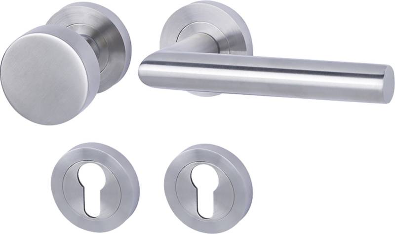Alpertec Rosettengarnitur-Set Solid 9 PZ Edelstahl satiniert Ø 5,2 cm von Alpertec
