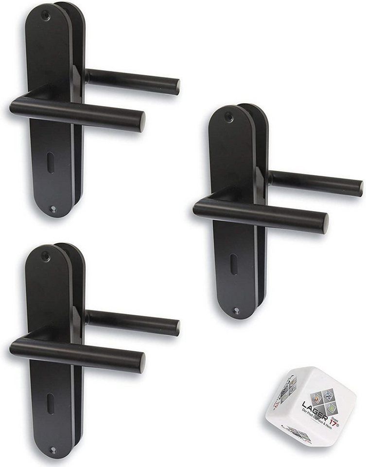 Alpertec Türbeschlag 3er Set, Renovierungsgarnitur für Zimmertüren schwarz matt (Set, 3 St), Edelstahl schwarz von Alpertec