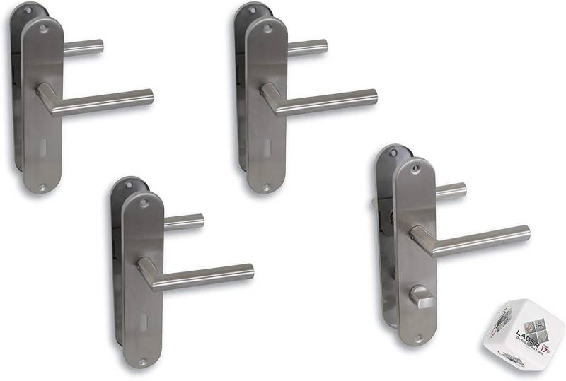 Alpertec Türbeschlag Renovierungsgarnitur Langschild für 3 x Zimmertüren BB und 1 x Bad/WC (4 St., Spar-Set), Edelstahl poliert von Alpertec