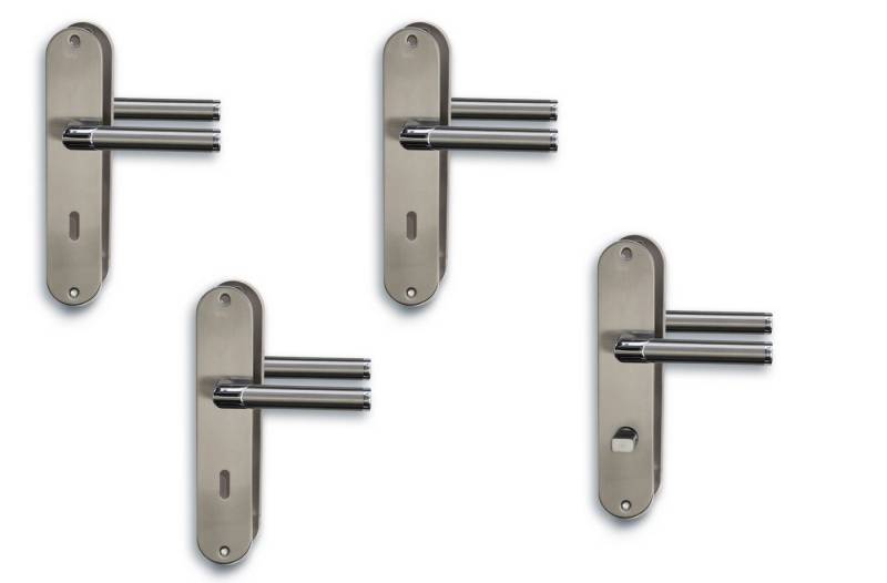 Alpertec Türbeschlag Renovierungsgarnitur für 3 Zimmertüren BB und 1 Bad/WC (4 St., Spar-Set), Edelstahl poliert / satiniert von Alpertec