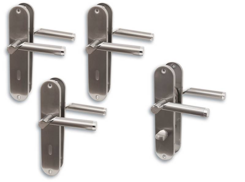 Alpertec Türbeschlag Renovierungsgarnitur für 3 Zimmertüren BB und 1 WC (Set, 4 St., Spar-Set), Edelstahl satiniert / poliert von Alpertec