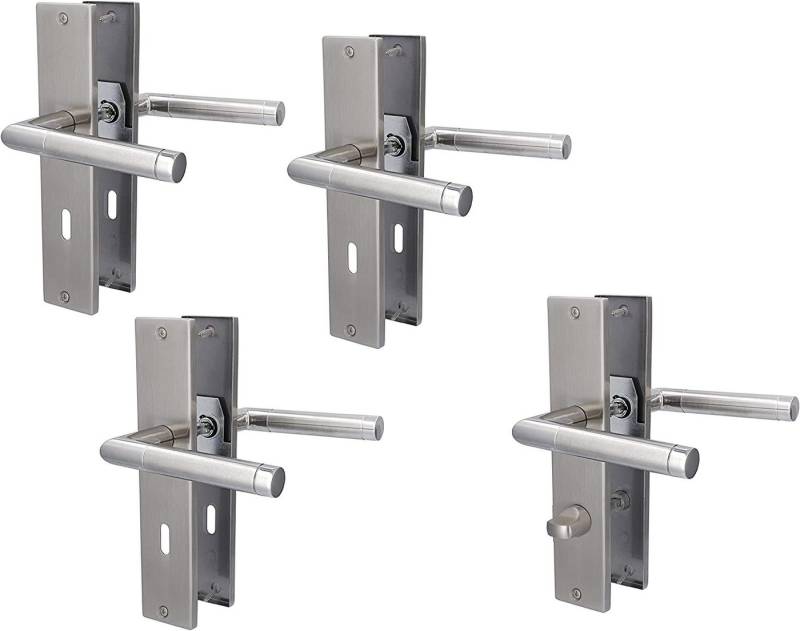 Alpertec Türbeschlag Renovierungsgarnitur für 3 x Zimmertüren BB und 1 x Bad/WC Türe (4 St., Spar-Set), Edelstahl poliert/ satiniert von Alpertec