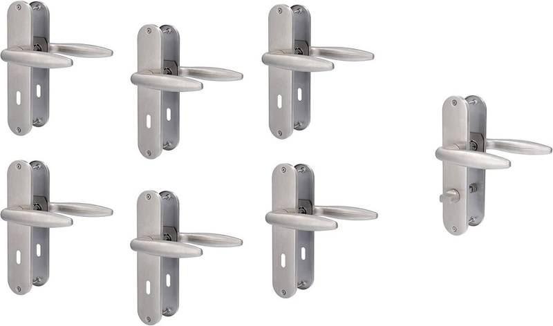 Alpertec Türbeschlag Renovierungsgarnitur für 5 x Zimmertüren BB und 1 x Bad/WC Türe (6 St., Spar-Set), Edelstahl satiniert von Alpertec