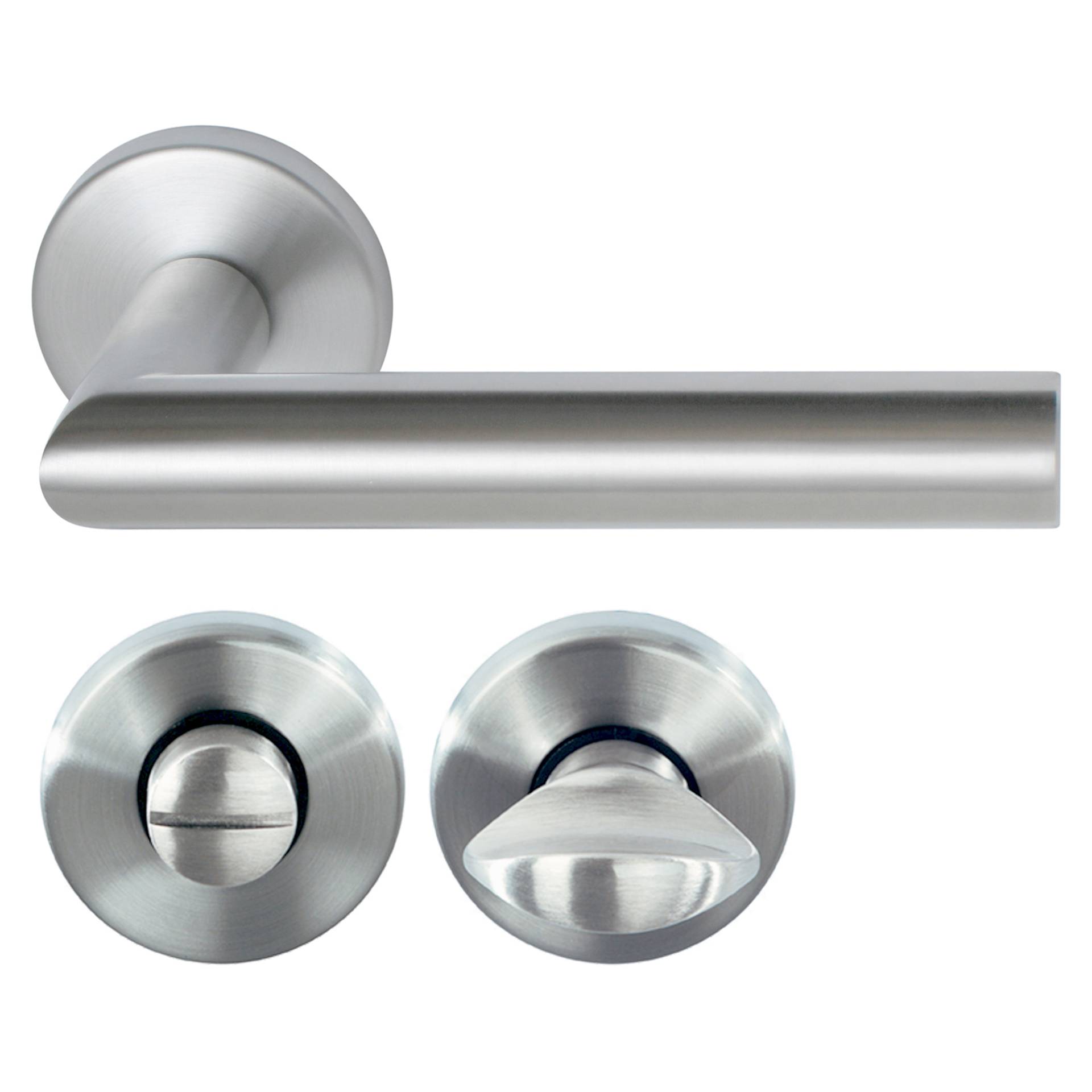 Alpertec Türdrückergarnitur "Martina-R" für Badezimmertüren Edelstahl, satiniert von Alpertec