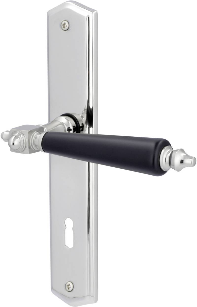 Alpertec Türgarnitur Langschild Odin BB Edelstahl poliert Griff schwarz 23 x 4,5 cm von Alpertec