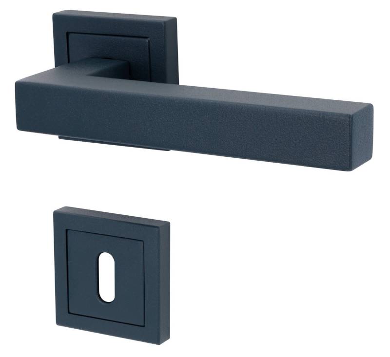 Alpertec Türgriff Galina Square II Rosettengarnitur Türklinke, Drücker außen, Set für 1 Tür, Anthrazit-Struktur von Alpertec
