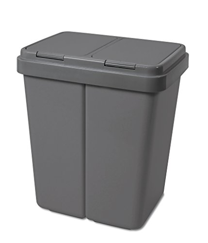 Alpfa Kunststoff Müllbehälter 2 x 25 L Duo Bin Mülleimer GRAU von Alpfa