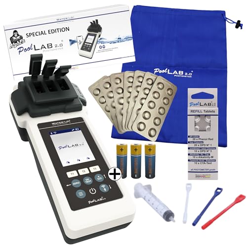 AlphFa PoolLAB 2.0 Special Edition inkl. 140 Testtabletten - Wassertester für Pools (Photometer) Bluetooth WLAN Pooltester Messgerät Chlor pH-Wert Phenol Red Alkalinity M Cyanursäure von AlphFa