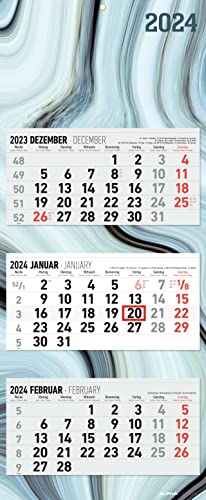 3-Monatskalender Design 2024 - Büro-Kalender 33x20 cm (geschlossen), 33x80 cm (geöffnet) - faltbar - mit Datumsschieber - Alpha Edition von Alpha Edition