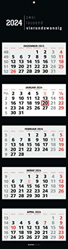 5-Monatskalender Black 2024 - Büro-Kalender 33x20 cm (geschlossen), 33x120 (geöffnet) - faltbar - mit Datumsschieber - Alpha Edition von Alpha Edition