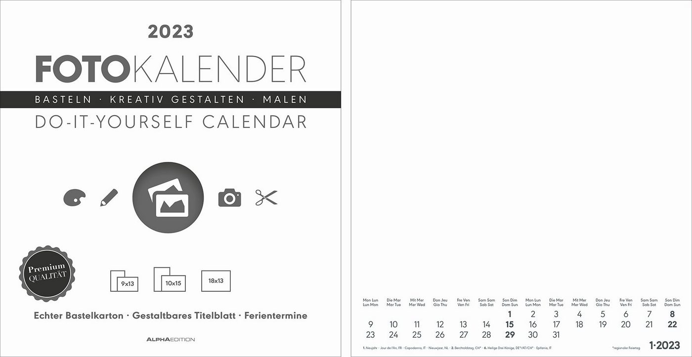 Alpha Edition Kalender zum Selbstbasteln Foto-Bastelkalender Do-it Yourself - 21 x 22 cm, weiß Alpha Edition Kalender zum Selbstbasteln Foto-Bastelkalender Do-it Yourself - 21 x 22 cm, weiß von Alpha Edition