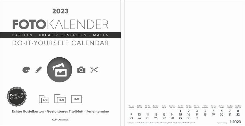 Alpha Edition Kalender zum Selbstbasteln Foto-Bastelkalender Do-it Yourself - 21 x 22 cm, weiß von Alpha Edition