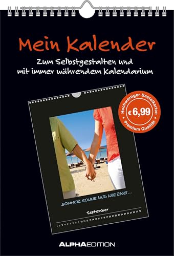 Alpha Edition - Mein Kalender: Bastelkalender schwarz, 21x22cm, Do it yourself Kalender mit Seiten aus hochwertigem Bastelkarton, immerwährend, Platz ... Bastelkalender (schwarz) immerwährend von Alpha Edition