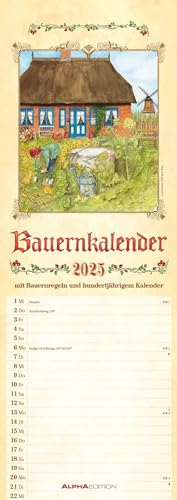 Bauernkalender 2025 - Streifen-Kalender 15x42 cm - mit 100-jährigem Kalender und Bauernregeln - Wandplaner - Küchenkalender - Alpha Edition von Alpha Edition
