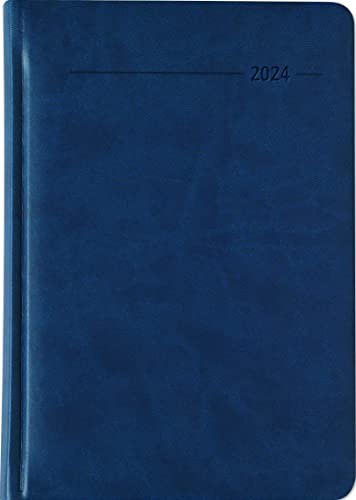 Buchkalender Tucson blau 2024 - mit Registerschnitt - Büro-Kalender A5 - 1 Tag 1 Seite - 416 Seiten - Tucson-Einband - Alpha Edition von Alpha Edition