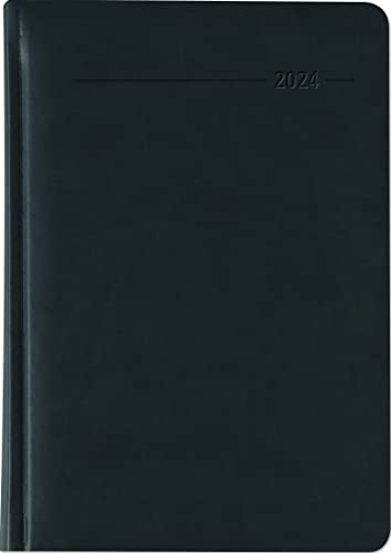 Buchkalender Tucson schwarz 2024 - mit Registerschnitt - Büro-Kalender A5 - 1 Tag 1 Seite - 416 Seiten - Tucson-Einband - Alpha Edition von Alpha Edition