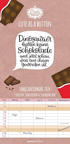 Cute as a button 2024 Familienplaner - Familien-Timer - Termin-Planer - Kinder-Kalender - Familien-Kalender - 22x45 von Alpha Edition