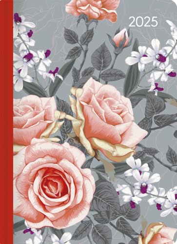 Alpha Edition - Mini-Buchkalender Style Roses 2025 Taschenkalender, 10,7x15,2cm, Kalender mit 352 Seiten, Mondphasen, viel Platz für Notizen und internationales Kalendarium von Alpha Edition