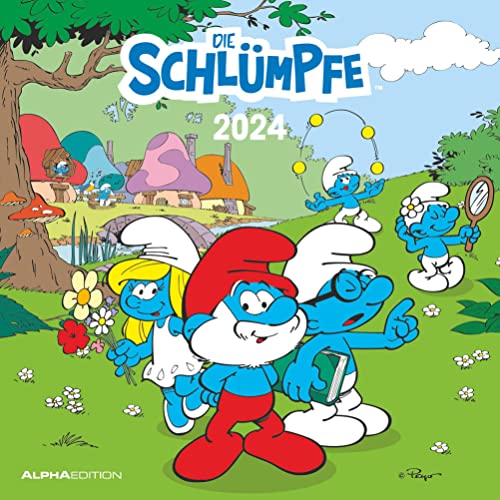 Die Schlümpfe 2024 - Broschürenkalender 30x30 cm (30x60 geöffnet) - Kalender mit Platz für Notizen - Bildkalender - Wandplaner - Kinderkalender von Alpha Edition