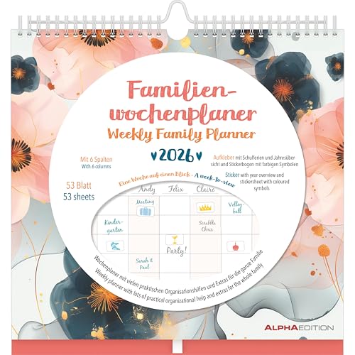 Familien Wochenkalender Flowers 2026 - Familien-Timer - Termin-Planer - Kinder-Kalender - Familien-Kalender - 30,5x30,5 Familien Wochenkalender Flowers 2026 - Familien-Timer - Termin-Planer - Kinder-Kalender - Familien-Kalender - 30,5x30,5 von Alpha Edition