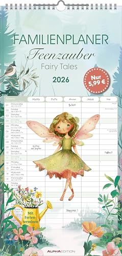 Familienplaner Feenzauber im Format 22 x 45 mit 5 Spalten von Alpha Edition