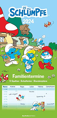 Familientermine Die Schlümpfe 2024 - Familien-Timer 22x45 cm - mit Ferienterminen - 5 Spalten - Wandplaner - viele Zusatzinformationen - Alpha Edition von Alpha Edition