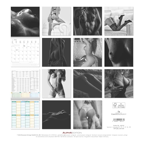 Feminine 2026 - Broschürenkalender 30x30 cm (30x60 geöffnet) - Kalender mit Platz für Notizen - Feminin - Bildkalender - Wandplaner - Erotikkalender von Alpha Edition