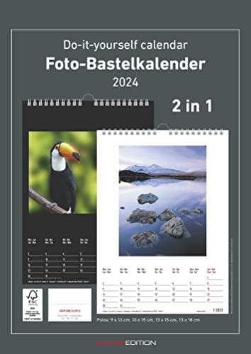 Foto-Bastelkalender 2024 - 2 in 1: schwarz und weiss - 21 x 29,7 - Do it yourself calendar A4 - datiert - Foto-Kalender - Alpha Edition von Alpha Edition