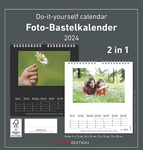 Foto-Bastelkalender 2024 - 2 in 1: schwarz und weiss - Do it yourself calendar 21x22 cm - datiert - Foto-Kalender - Alpha Edition von Alpha Edition