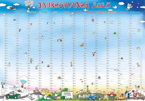 Jahresplaner Happy XL 2025 - Plakat-Kalender 100x70 cm - mit liebevollen Illustrationen - Alpha Edition: by Silke Leskien von Alpha Edition